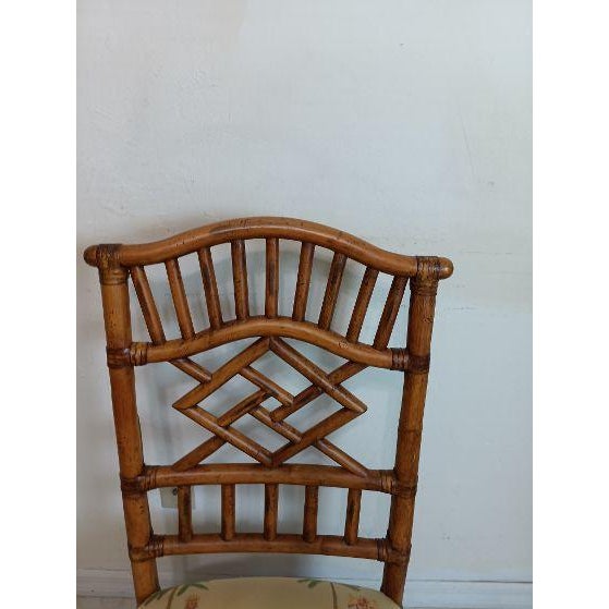 Vintage Dining Chair Chippendale Tommy Bahama Style Bamboo Rattan Set of Two For Sale - Image 4 of 8