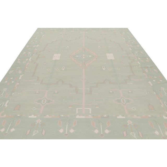 2010s Rug & Kilim’s Contemporary Dhurrie Rug in Bright Green With Geometric Patterns For Sale - Image 5 of 7