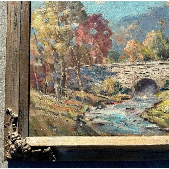 1960s 1960s Derk Smit (1889–1985) – Original Oil Landscape Painting Bridge Over Stream For Sale - Image 5 of 12