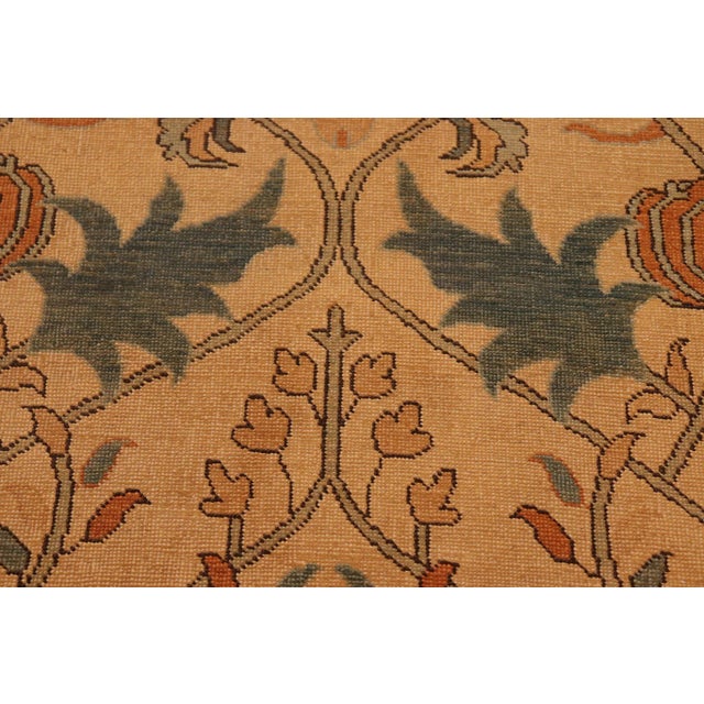 1970s 1970s Vintage Rustic Corazon Tan/Green Wool Rug - 7'0" X 9'8" For Sale In New York - Image 6 of 10