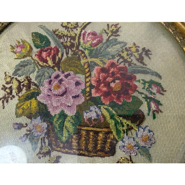 19th Century Antique 1800s Austrian Bronze Glass Petit Point Needlepoint Vanity Tray Dish For Sale - Image 5 of 9