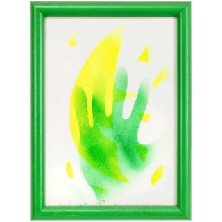 Eli Content, Mod Dutch Jewish Artist Untitled, Green Hand Painting For Sale