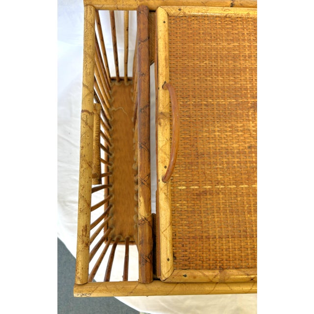 1970's Bamboo Bedroom Tilt Top Tray Table Made in Hong Kong For Sale - Image 11 of 17