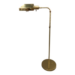 Mid-Century Brass Pharmacy Adjustable Floor Lamp For Sale