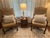 Pair of Sherrill Carved Wood Damask Armchairs With Nailhead Trim Pair of Sherrill Carved Wood Damask Armchairs With Nailhead Trim For Sale - Image 16 of 17