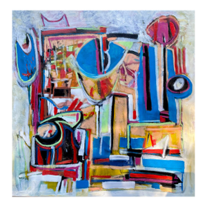 John Schwab Bucks County, Pa Abstract Expressionist Cubist Oil Painting 24”x24