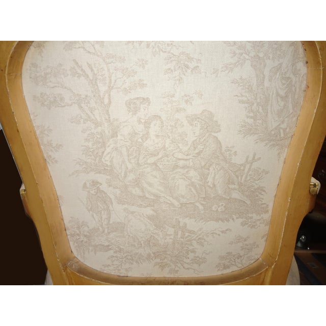 Wood Vintage French Louis XVI Gold Gilt Off White Arm Chair For Sale - Image 7 of 15