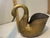 Metal Vintage Solid Brass Large Gold Swan Plant Pot Natural Patina Feathered For Sale - Image 7 of 11