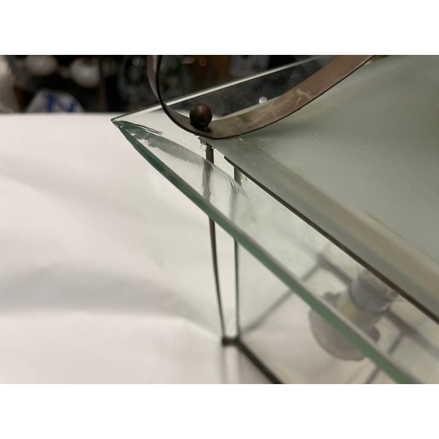 Mid-Century Modern Italian faceted glass and brass pendant lantern, designed in the style of G. Ulrich around the 1940s...