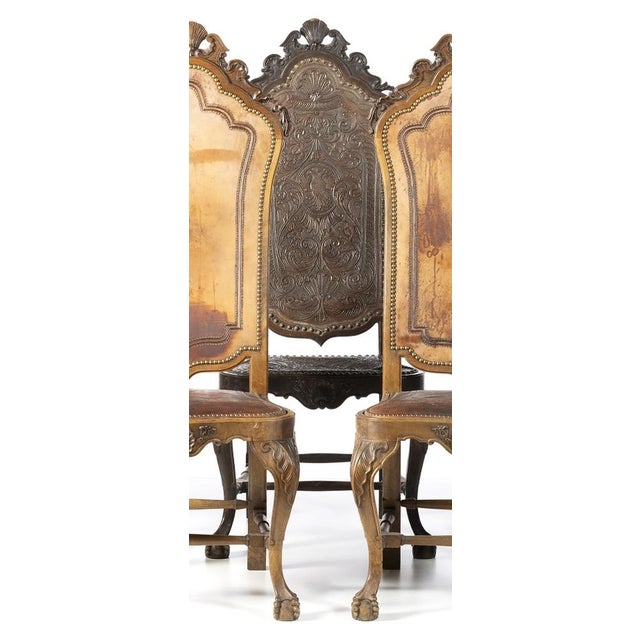 Wood 19th Century High-Backed Chairs, Set of 5 For Sale - Image 7 of 8