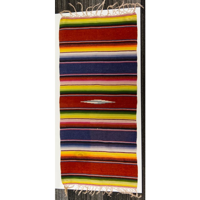 Mid Twentieth Century Southwest Style Small Hand Loomed Wool Sarape For Sale In Louisville - Image 6 of 7