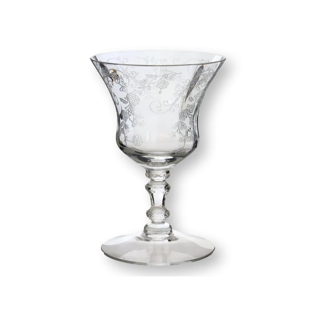 Glass 1940s Cambridge Rose Point Stemware Set For Sale - Image 7 of 11