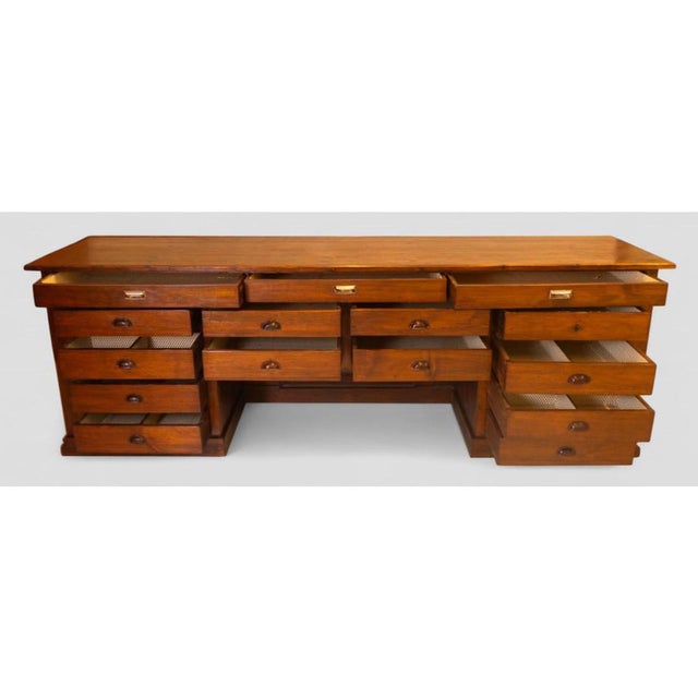 Vintage Wood Sideboard with 16 Drawers For Sale - Image 14 of 15
