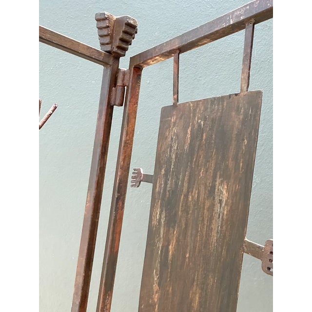 Vintage Iron Abstract Figurative Folding Screen For Sale - Image 12 of 12