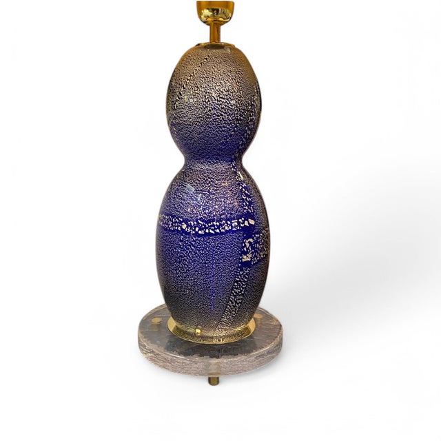 1970s Blue and Silver Murano Glass Lamps, 1970s, Set of 2 For Sale - Image 5 of 7