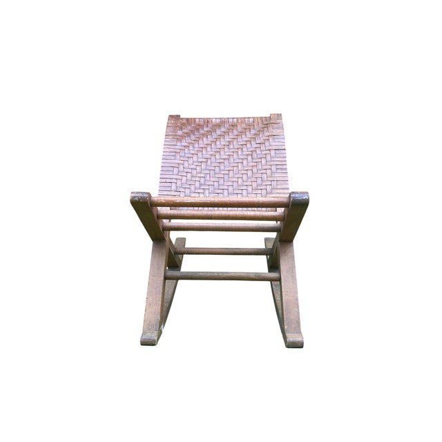 Split reed woven gout stool or foot rest dating from the early to mid 20th century. Height 18” Width 14” Depth 23” Length...
