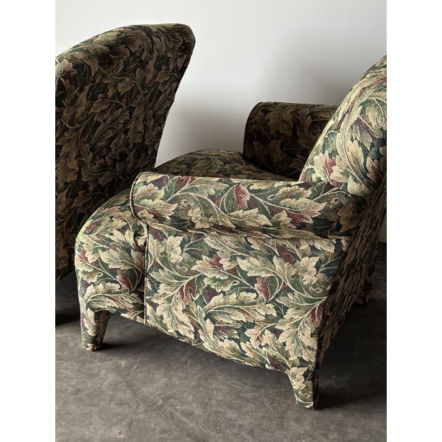 Sage Acanthus Tapestry Club Chairs, John Hutton for Donghia Luciano, 1990s, Pair For Sale - Image 9 of 18