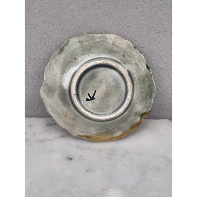 Rustic English Majolica Leaf Butter Pat Circa 1890 For Sale - Image 3 of 3