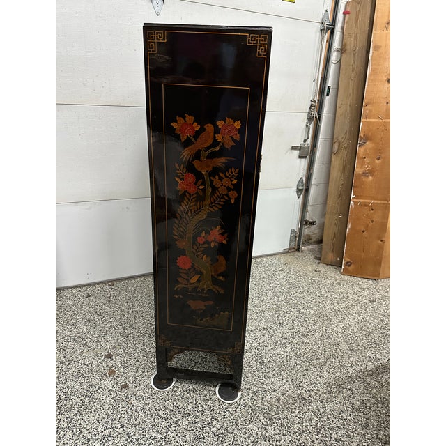Wood Vintage Chinoiserie Coromandel Lacquered Cabinet For Sale - Image 7 of 12
