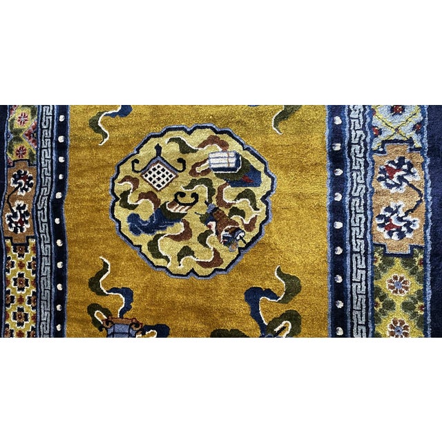 Exquisite Vintage 1950s Silk-on-Silk Chinese Art Deco Rug 4.1' X 7.3' (125cm X 222cm) For Sale - Image 9 of 13