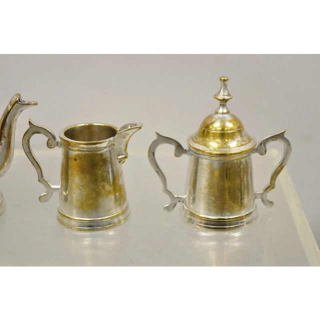 Vintage Federal Style Small Indian Silver Plated Coffee Tea Set W/ Wilcox Tray For Sale - Image 10 of 12
