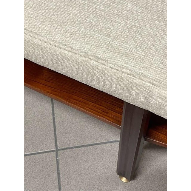 Mid-Century Modern Large Vintage Bench in Teak and Fabric, 1960s For Sale - Image 3 of 18