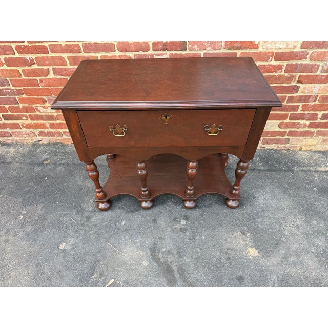 Gothic Antique William & Mary Walnut and Burl Walnut Veneer Lowboy Console Table For Sale - Image 3 of 18