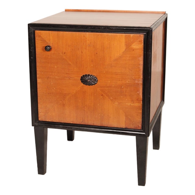 Art Deco Birch and Ebonized Side Table For Sale