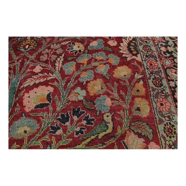 Red 1940s Persian Tabriz Area Rug 4'2" X 6'0" For Sale - Image 8 of 13
