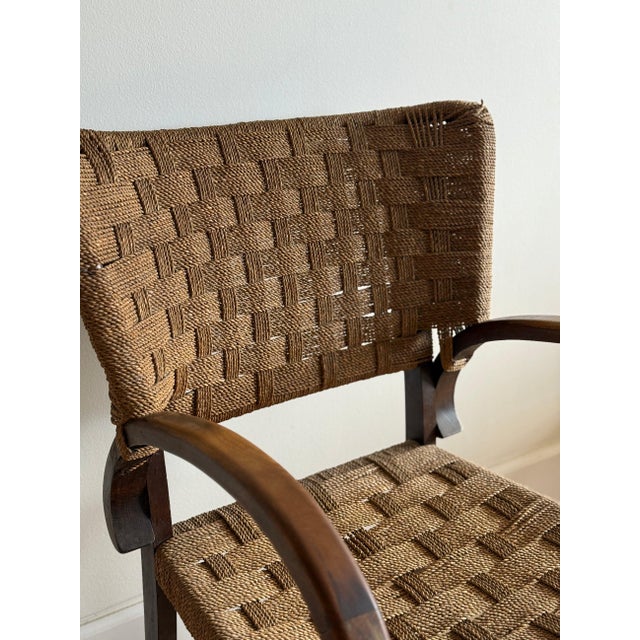 Wood Early 20th Century European Art Deco Rush Chair For Sale - Image 7 of 13
