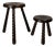 Mid-Century Modernist French Brutalist Wood Turned Tripod Stools, 1950s, Set of 2 For Sale