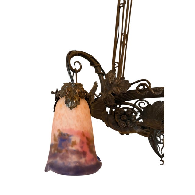 Black Early 20th Century Signed Muller Freres Luneville French Chandelier For Sale - Image 8 of 8