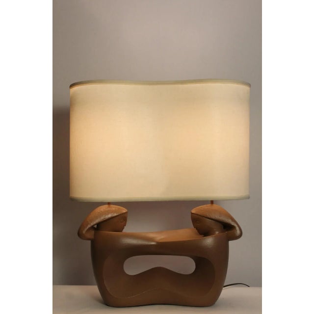Rima sculptural lamp. Substantial in size. The epitome of modernism. A definite presence. With an unusual original shade...