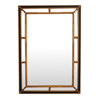 Carvers Guild Rectangular Black & Gold Regency Mirror For Sale