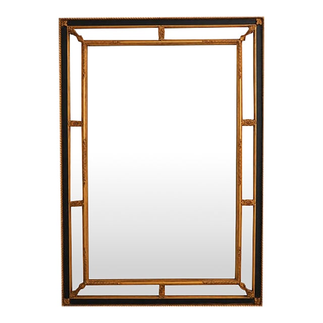 Carvers Guild Rectangular Black & Gold Regency Mirror For Sale
