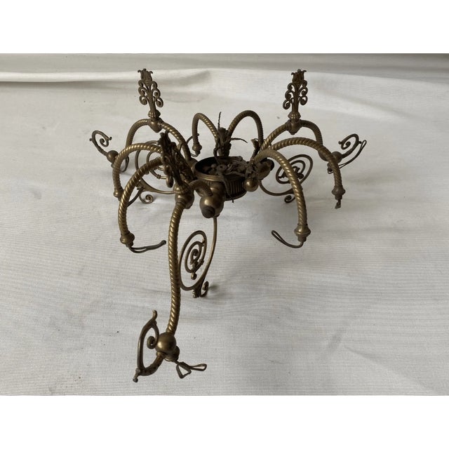 Vintage Spanish Style Chandelier Center Upper Part For Sale In Pittsburgh - Image 6 of 10