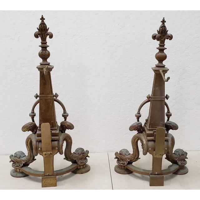 Pair of Late 19th Century French Baroque Bronze Chenets / Andirons For Sale - Image 11 of 12