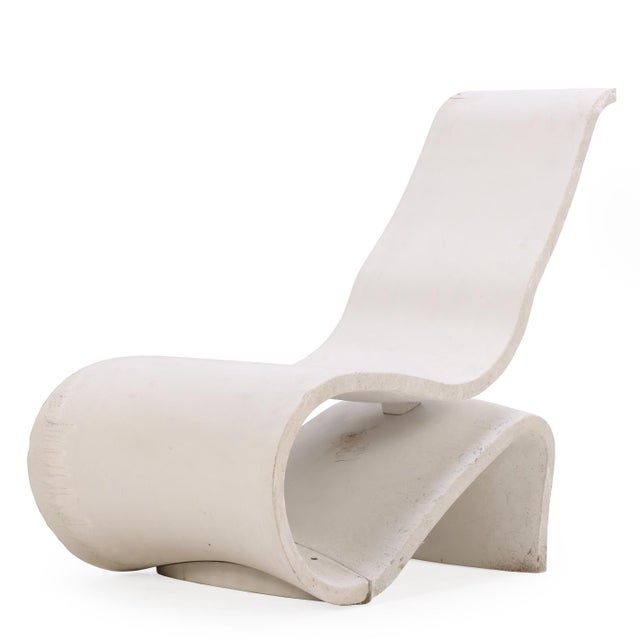 Modern A French Set of Two Painted Cement Chairs & Matching Stool, C. 1985. For Sale - Image 3 of 6