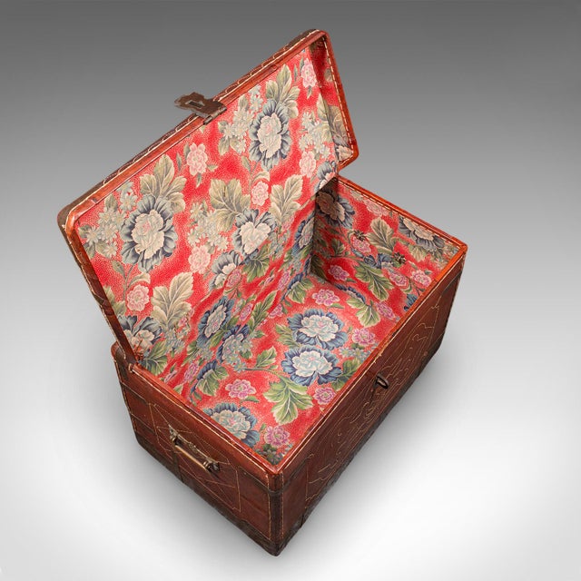 Antique Casablanca Travel Trunk, African, Leather, Portmanteau Case, Edwardian For Sale - Image 9 of 12