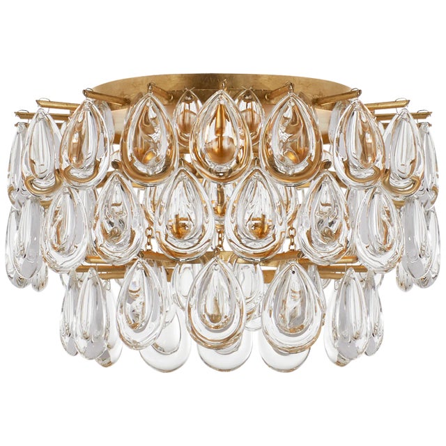 Liscia Small Flush Mount in Gild with Crystal Designer: AERIN Canopy: 9" Round Mounting: Flush Shade Detail: Crystal...