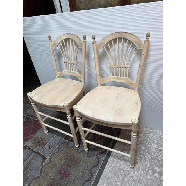 French Provincial Sunrise Home French Provincial Counter Stools, Pair For Sale - Image 3 of 14