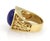 This handsome vintage 18k yellow gold ring features a bold and artistic open design. The center showcases a striking round...