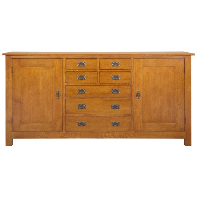 Crafters and Weavers Mission 7 Drawer Sideboard With 2 Doors - Michael's Cherry For Sale - Image 13 of 13