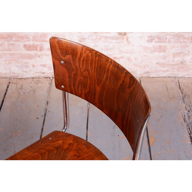 Bauhaus Bauhaus Chairs in Beech and Chrome-Plated Steel, Czech, 1930s, Set of 4 For Sale - Image 3 of 14