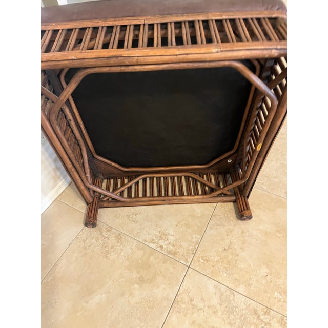1990s Palecek Presidents Stick Reed Rattan Nantucket Ottoman Footstool For Sale - Image 12 of 12