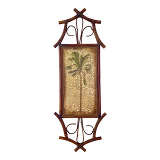 Vintage Bamboo Framed Palm Tree Wall Art For Sale