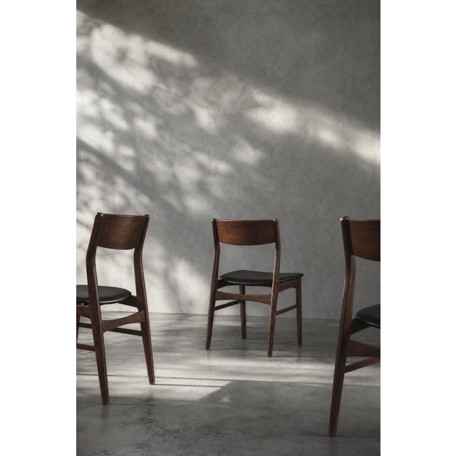 Mid-Century Scandinavian Modern Dining Chairs in Beech and Rosewood, 1960s, Set of 4 For Sale - Image 12 of 18