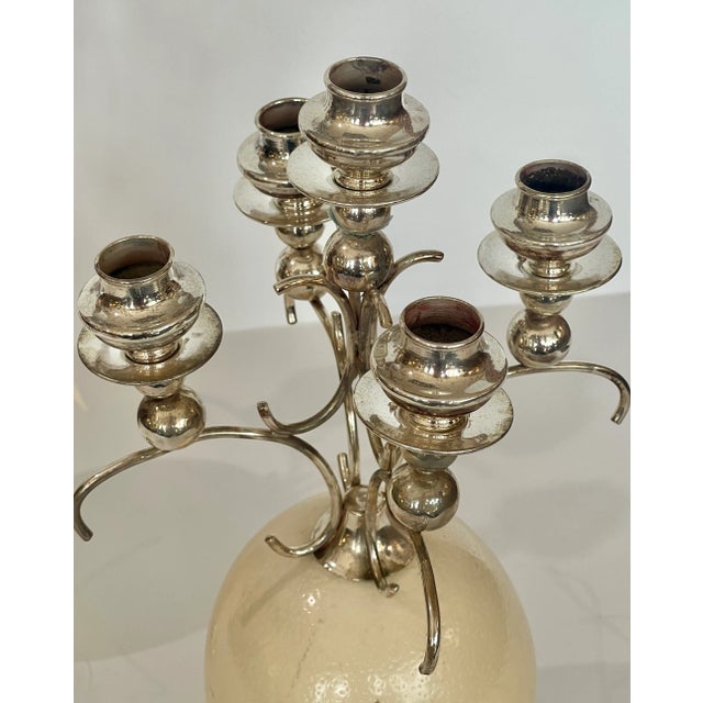 Anthony Redmile English Silver Ostrich Eggs Candelabras, Attributed to Anthony Redmile For Sale - Image 4 of 12