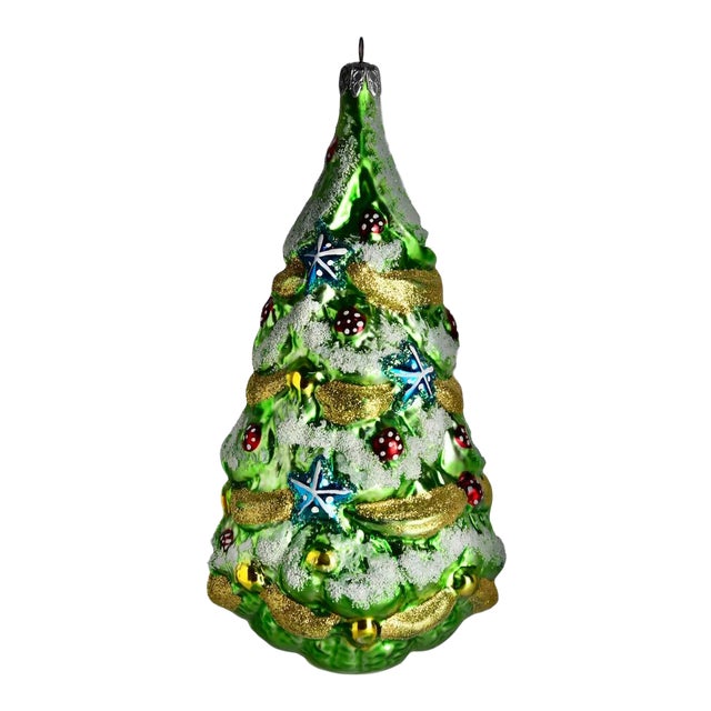 20th Century 8" Christmas Hand Blown Glass Tree Ornament For Sale