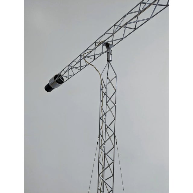Mid-Century Modern Monumental Original Signed C. Jere Vintage Articulating Crane Floor Lamp Sculpture Industrial Rare Largest Model Produced For Sale - Image 3 of 7